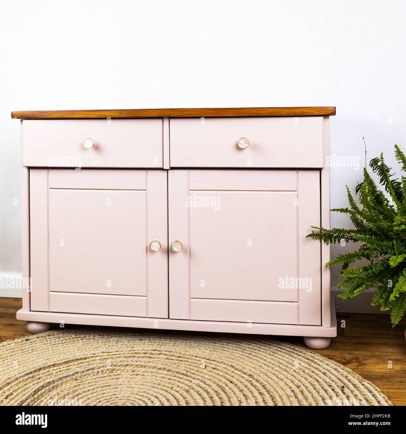 Pink furniture after full renovation Stock Photo