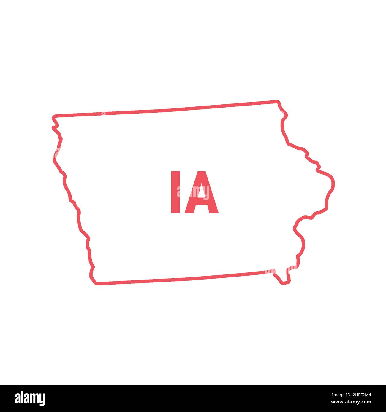 Iowa US state map red outline border. Vector illustration isolated on