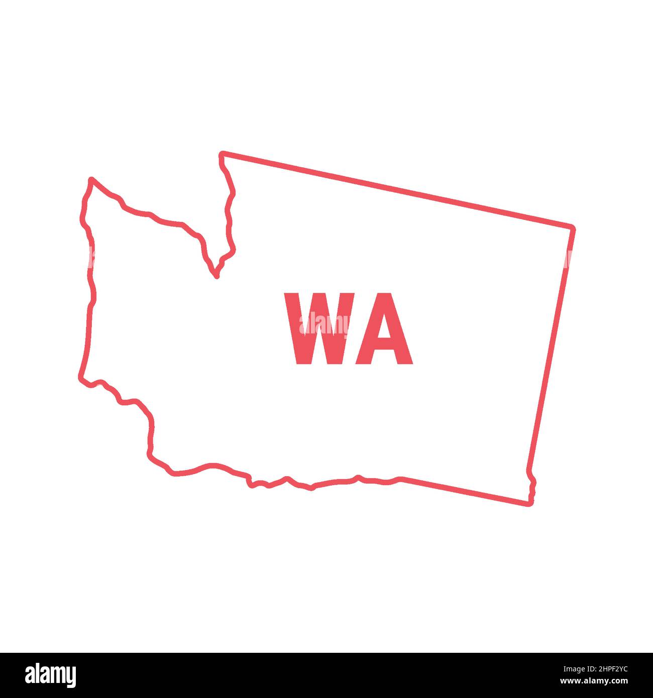 Washington US state map red outline border. Vector illustration ...