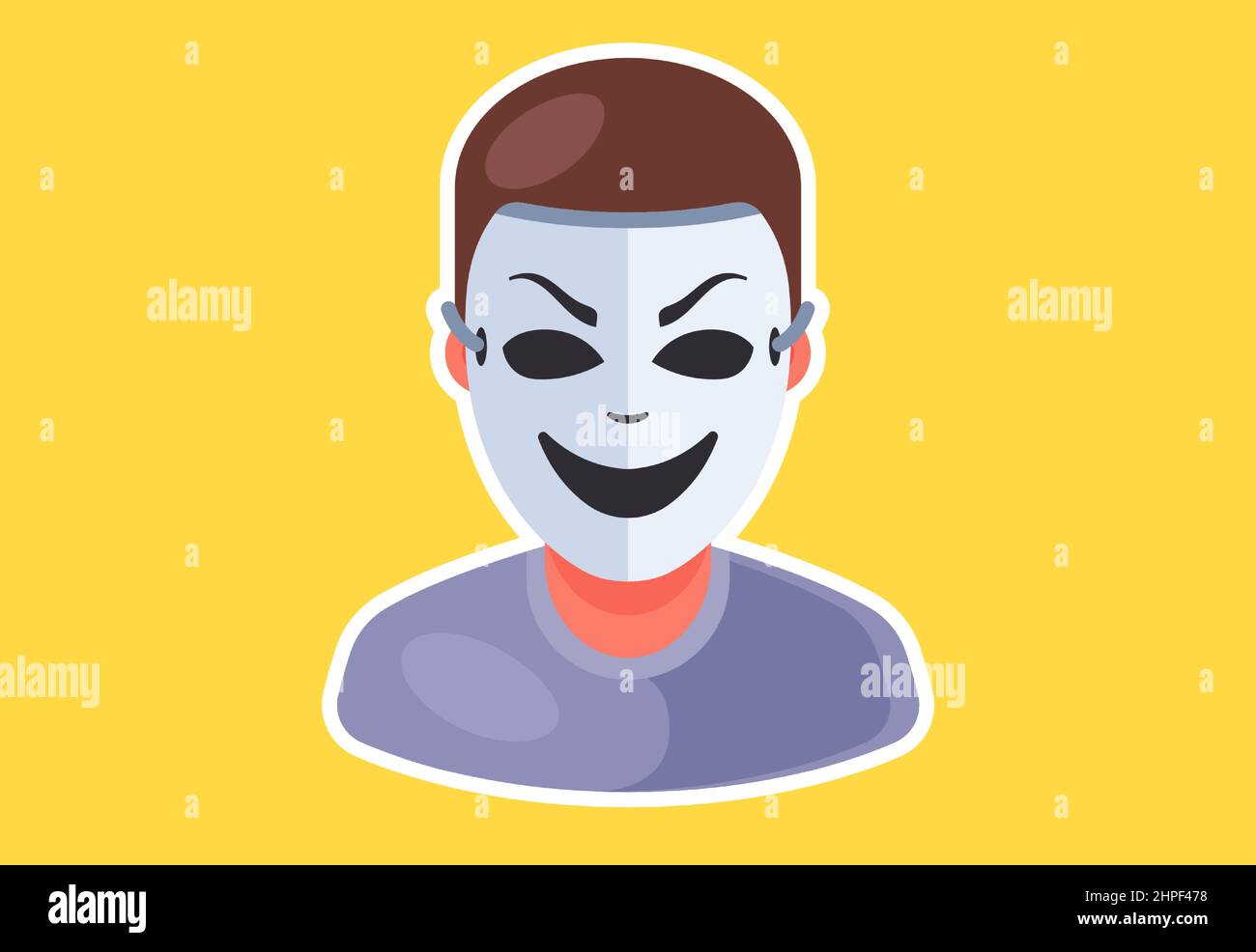 masked man icon. rip off a person. Flat character vector illustration. Stock Vector