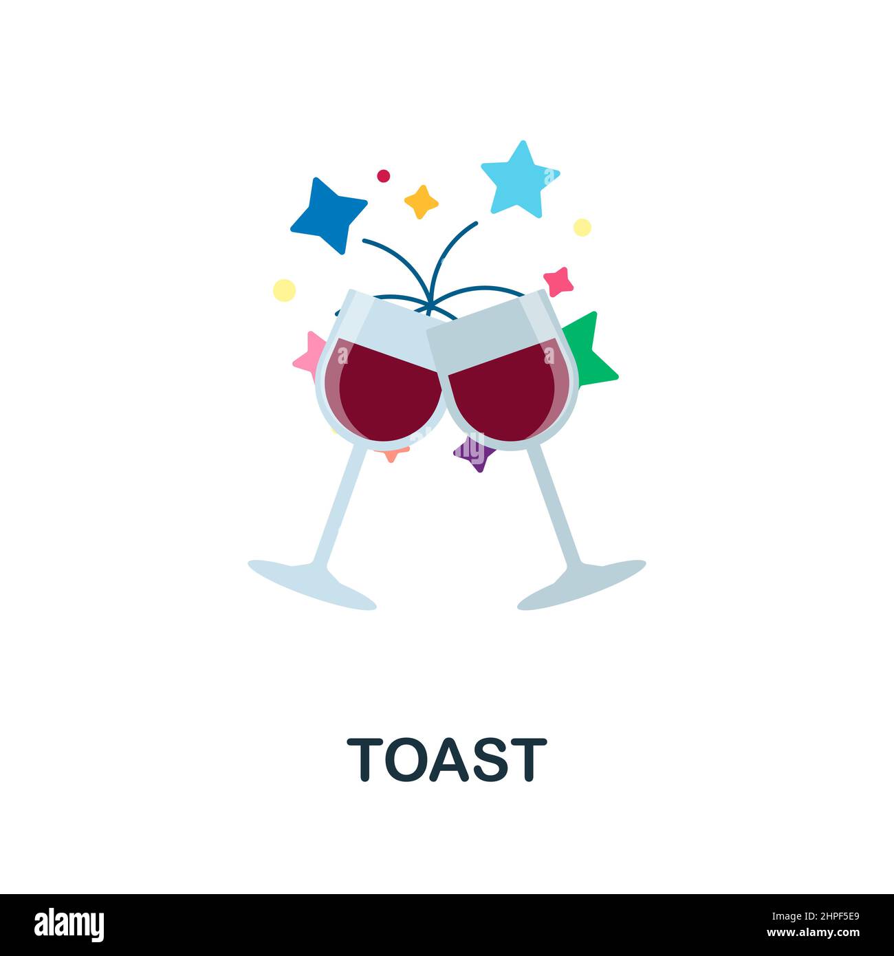 Toast flat icon. Colored element sign from celebration collection. Flat