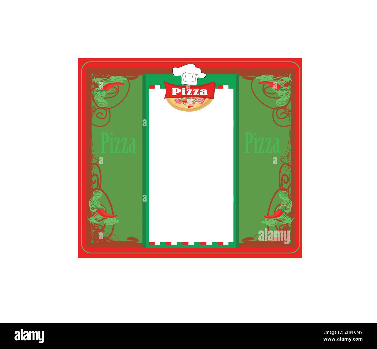 Pizza Menu Template, Vintage Card Stock Vector