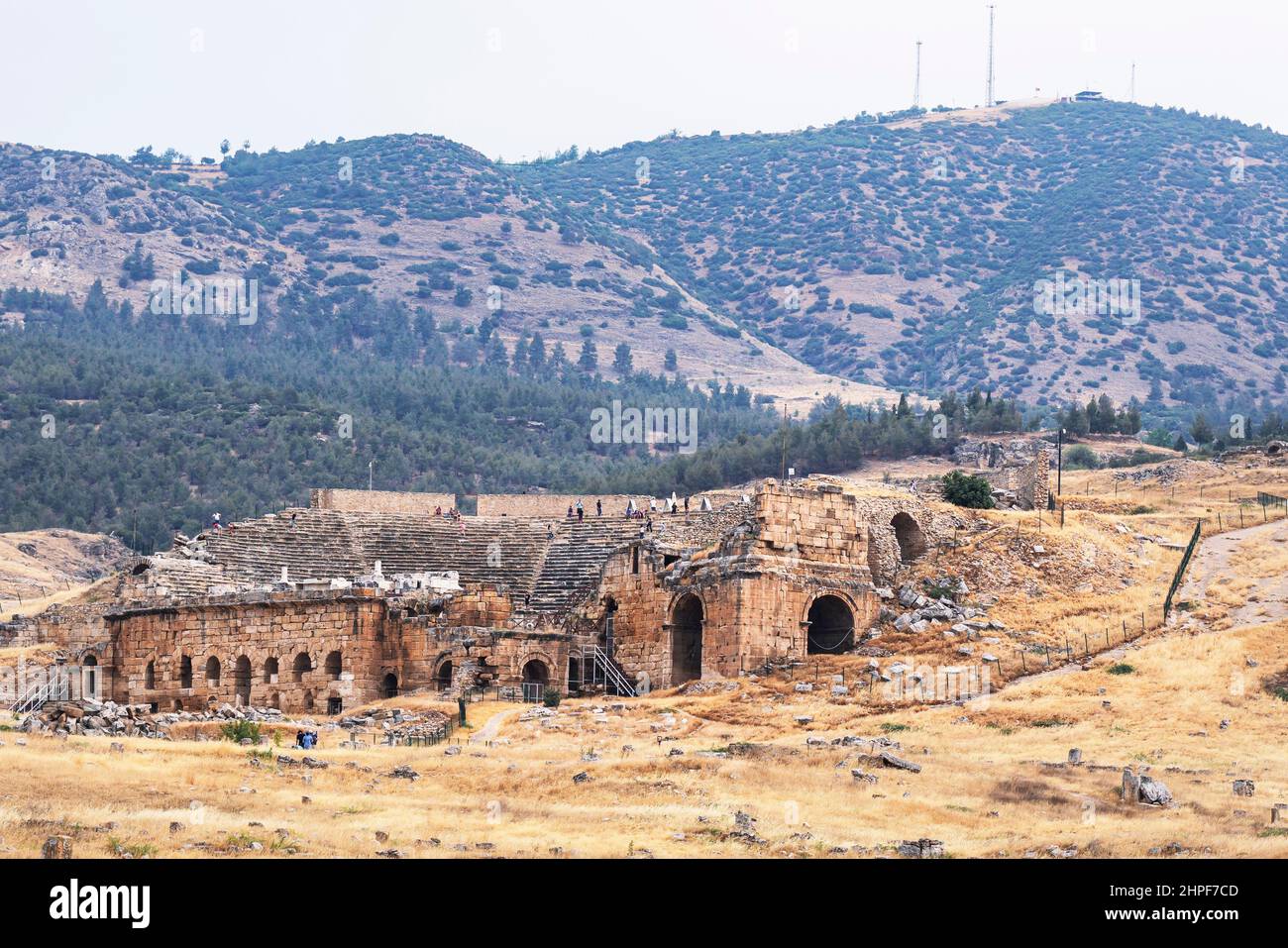 Roman amphitheater in the Hierapolis, in Pamukkale, Turkey. Stock Photo