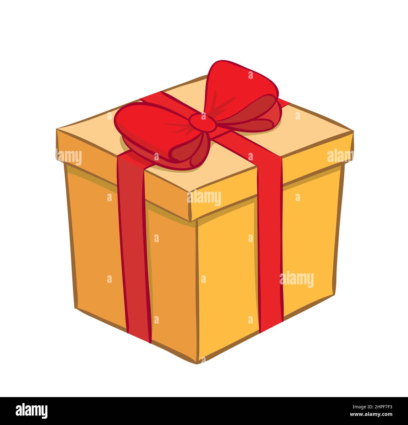 yellow gift box with red ribbon vector Stock Vector Image & Art Alamy