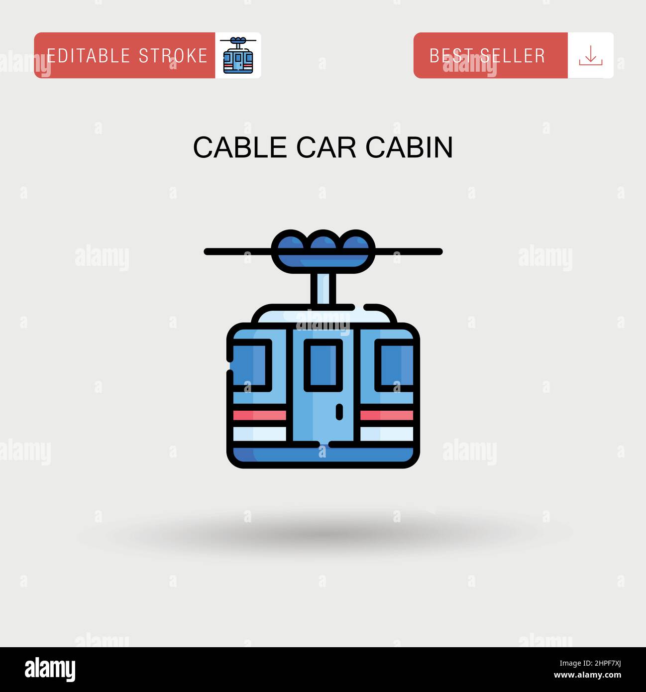 Cable car cabin Simple vector icon. Stock Vector