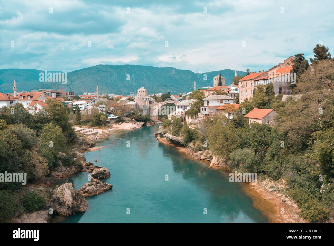 Town of Mostar and Stari Most, Bosnia and Hercegovina Stock Photo
