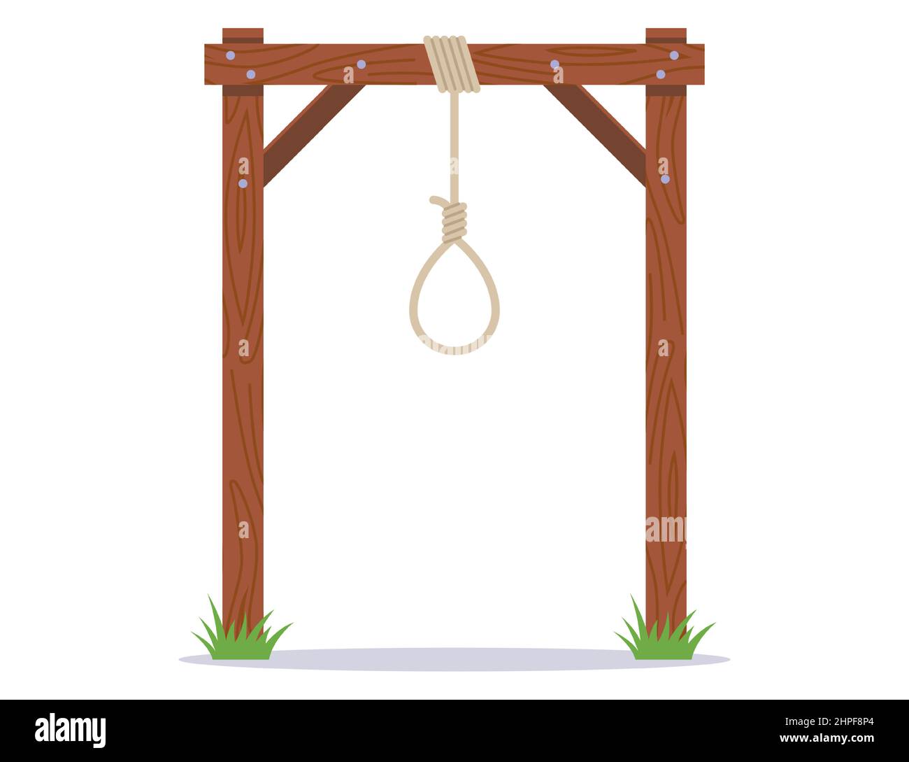 a wooden gallows for the execution of a criminal. flat vector illustration. Stock Vector
