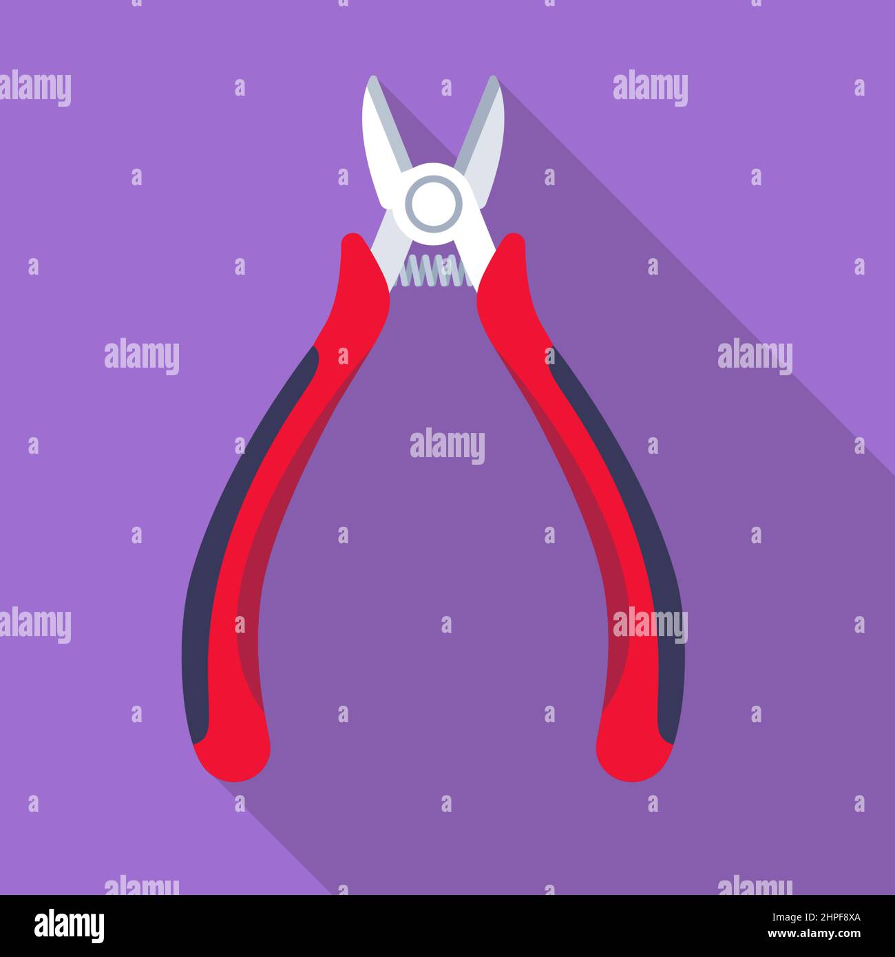 construction red pliers for cutting the cable. flat vector illustration