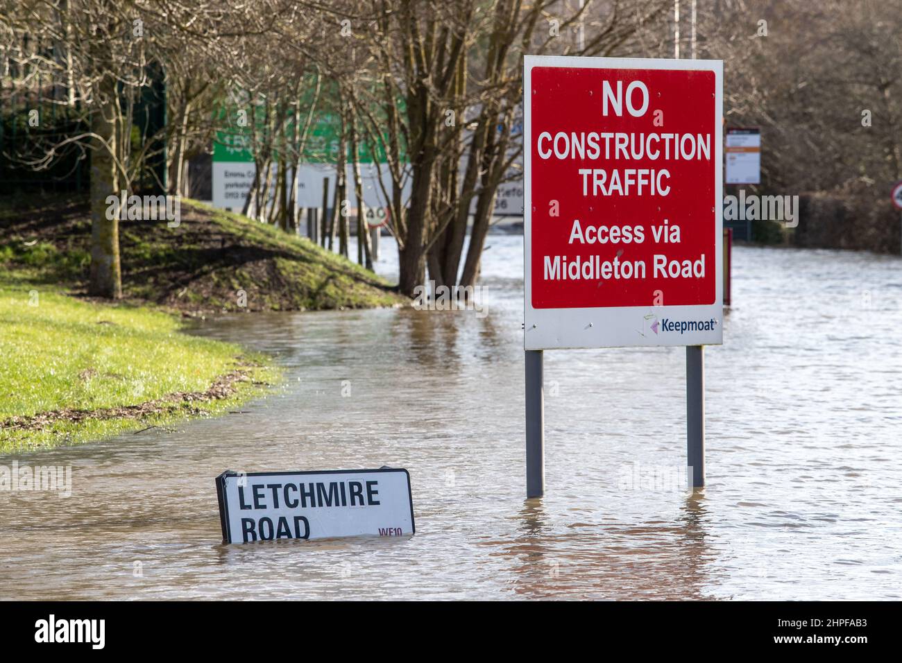 The town of Allerton Bywater floods in places as the River Aire burst
