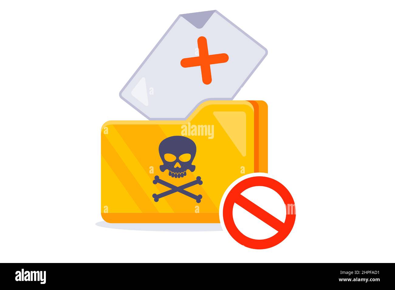 folder on the computer with prohibited files. flat vector illustration. Stock Vector
