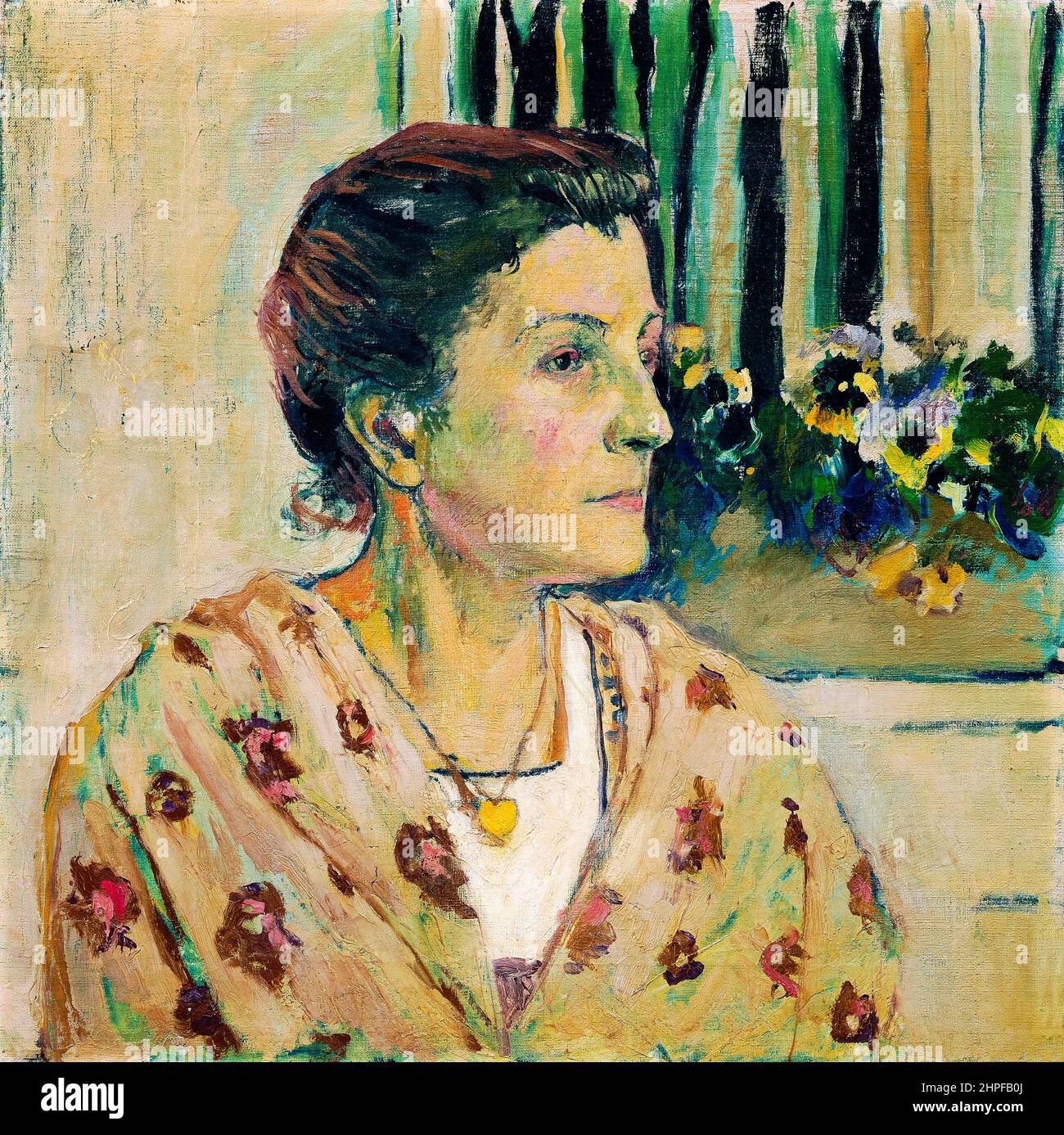 Charlotte Moser, the Artist's Sister, portrait painting in oil on canvas by Koloman Moser, circa 1910 Stock Photo