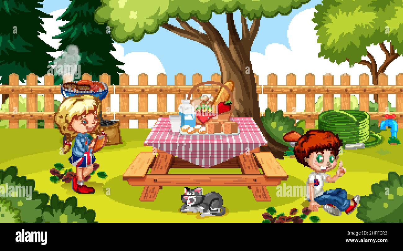 Scene with children in the park illustration Stock Vector Image & Art ...