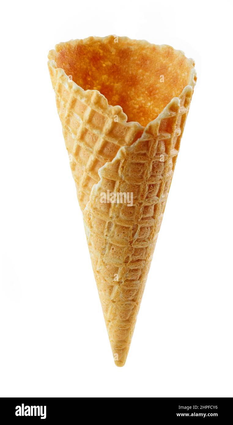 empty ice cream waffle cone isolated on white background Stock Photo