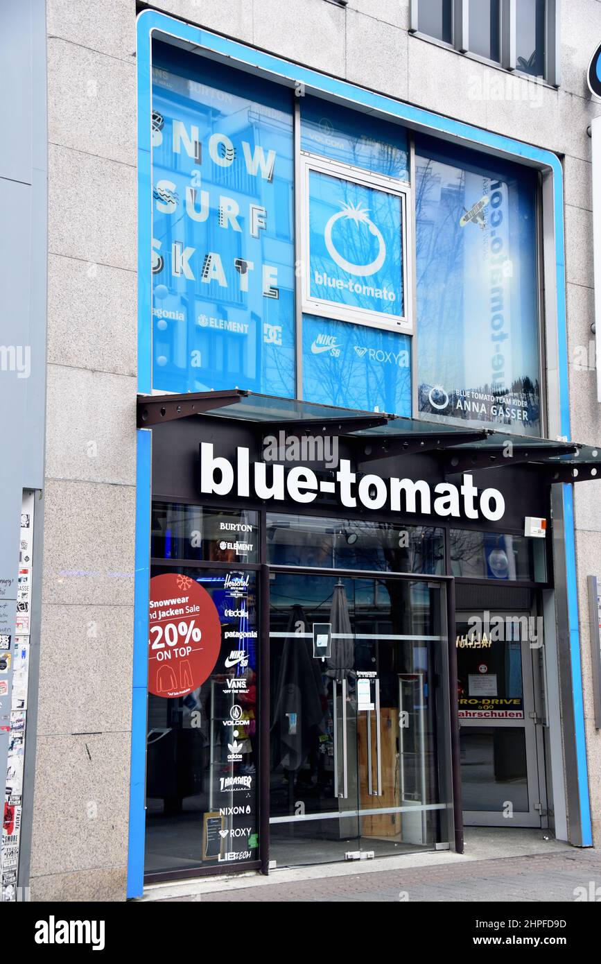 Cologne, Germany. 17th Feb, 2022. A branch of Blue Tomato, the store for  snowboard, freeski, surf, skate & streetwear since 1988. Credit: Horst  Galuschka/dpa/Alamy Live News Stock Photo - Alamy