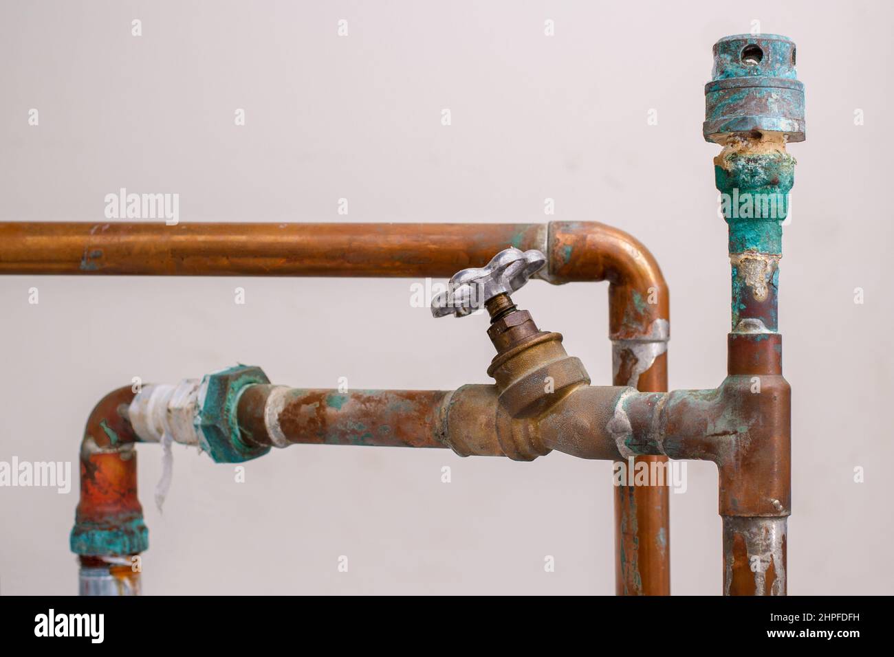 Copper Water Pipes Showing Corrosion Stock Photo Alamy