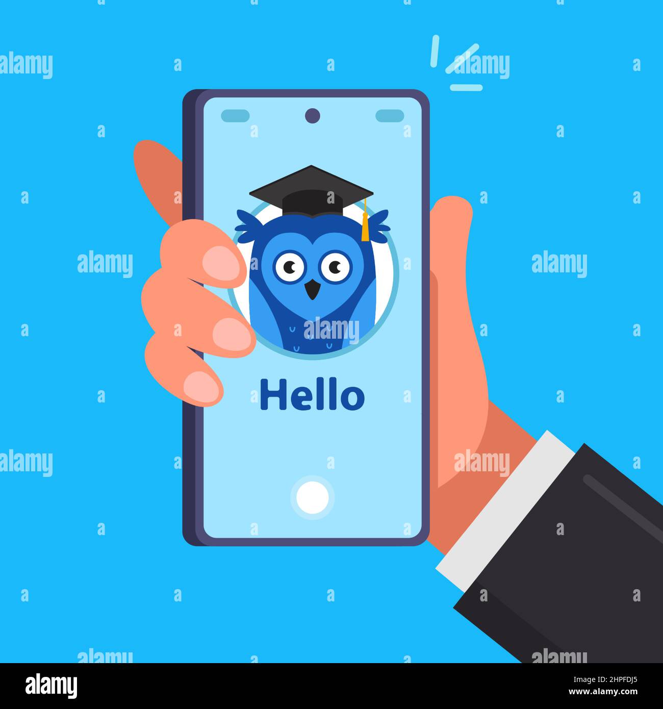 phone app for online learning. smart application on a smartphone. flat vector illustration. Stock Vector