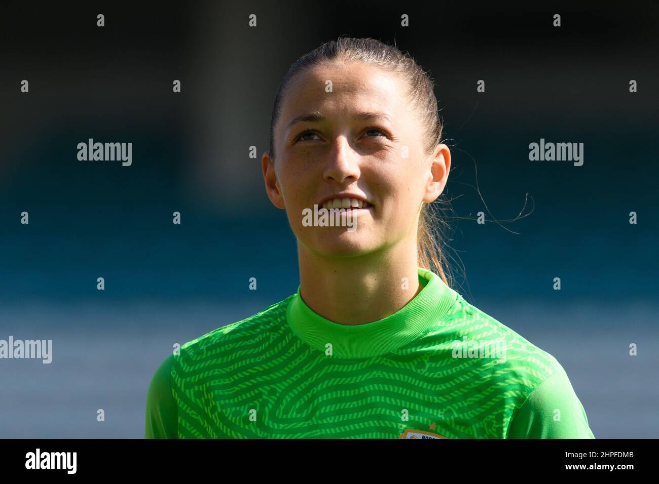 Faro, Portugal. 20th Feb, 2022. Faro, Portugal, Feb 20th 2022: Cecilie Fiskerstrand (1 Goalkeeper of Norway) before the Algarve Cup match between Italy and Norway at Estadio Algarve, Portugal. Sven Beyrich/SPP Credit: SPP Sport Press Photo. /Alamy Live News Stock Photo