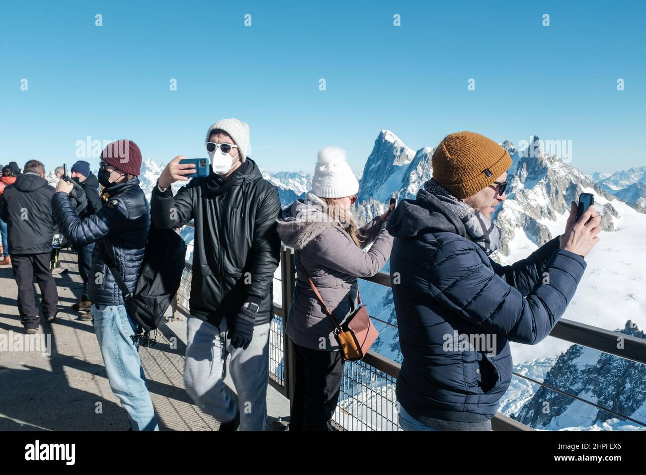 People at Aiguille du Midi, Chamonix, France Stock Photo