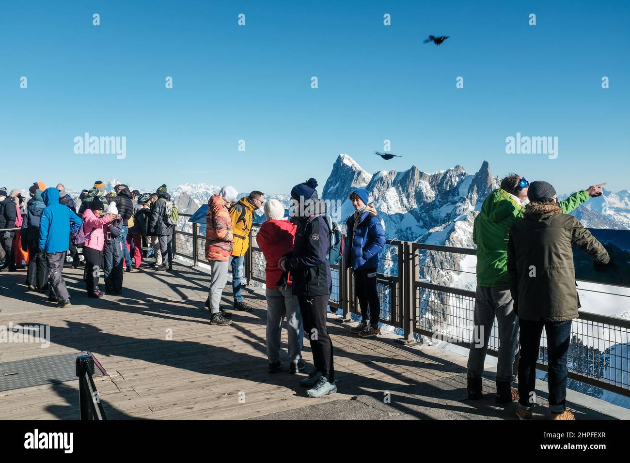 People at Aiguille du Midi, Chamonix, France Stock Photo