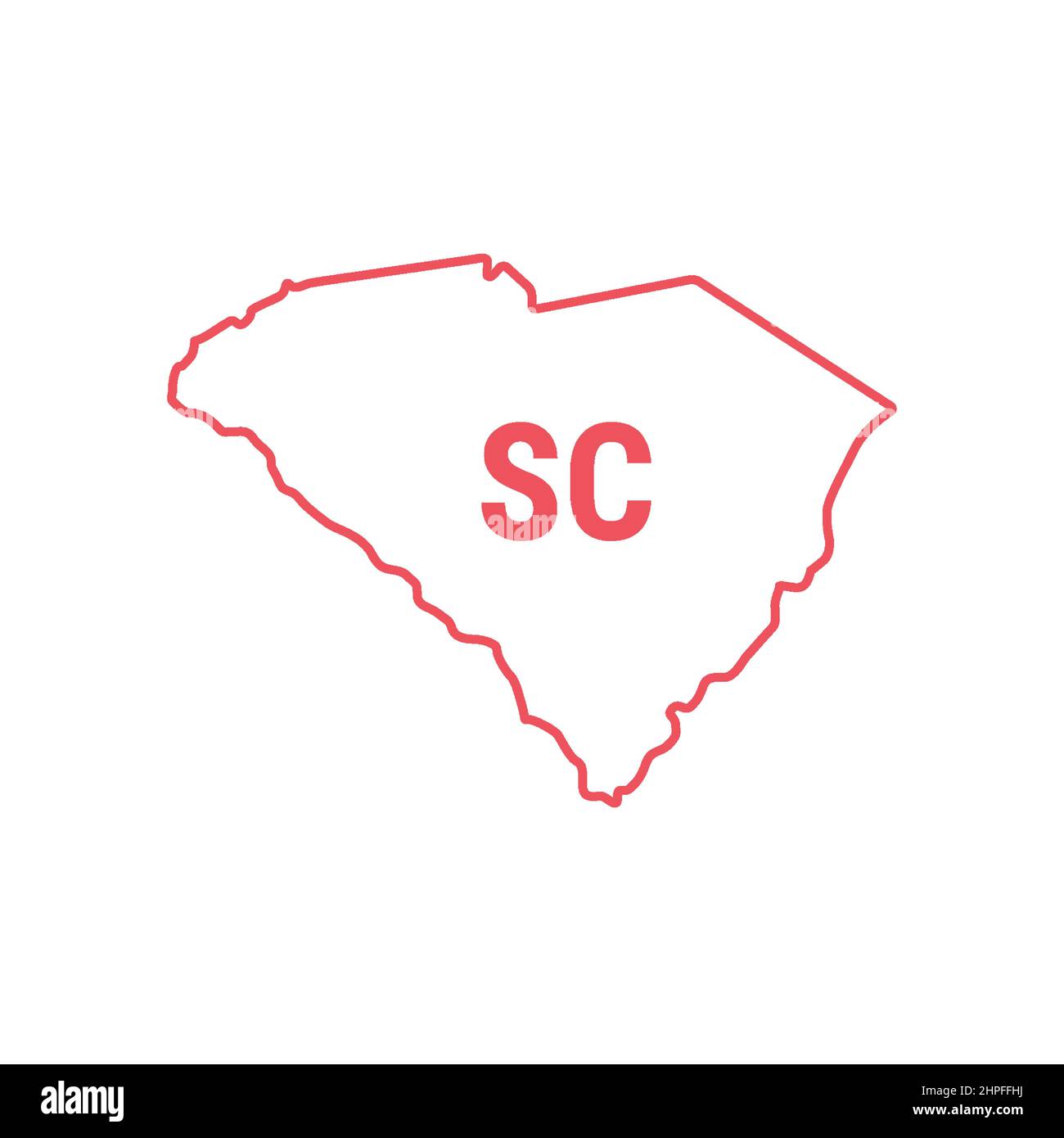 South Carolina Us State Map Red Outline Border Vector Illustration
