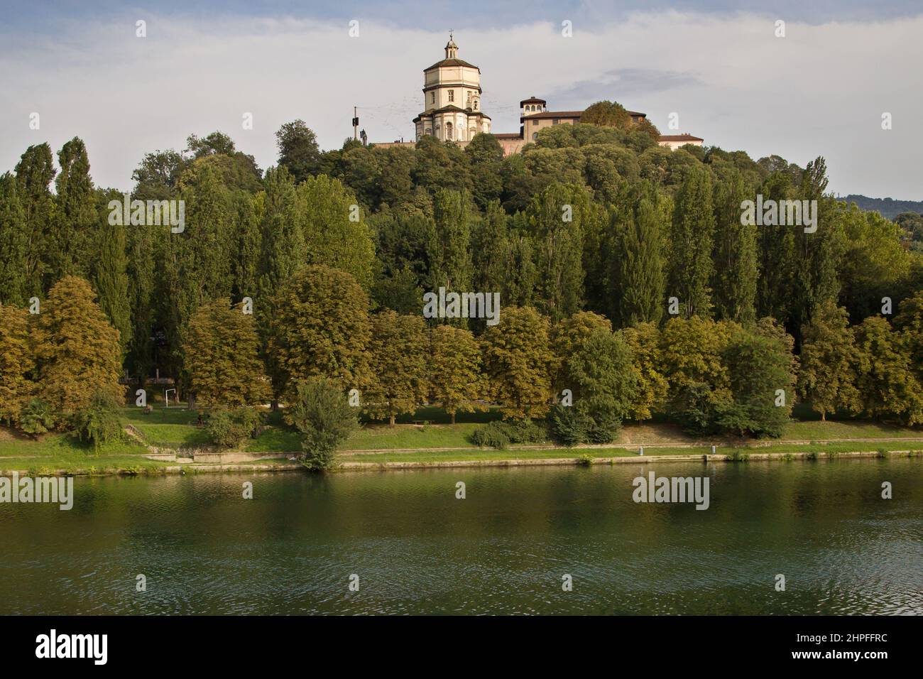 Ginzburg Park and Monte dei Cappuccini in Turin, Italy. Stock Photo