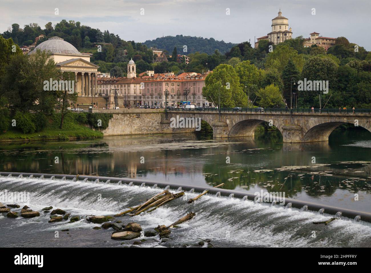 River Po through Turin, Italy. Stock Photo