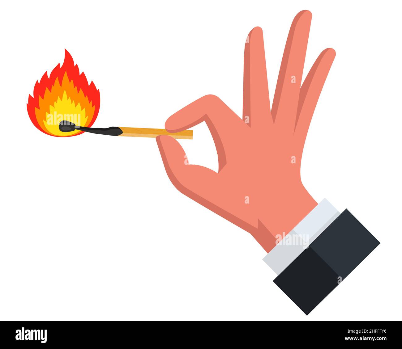 burning match on a white background. flat vector illustration Stock ...