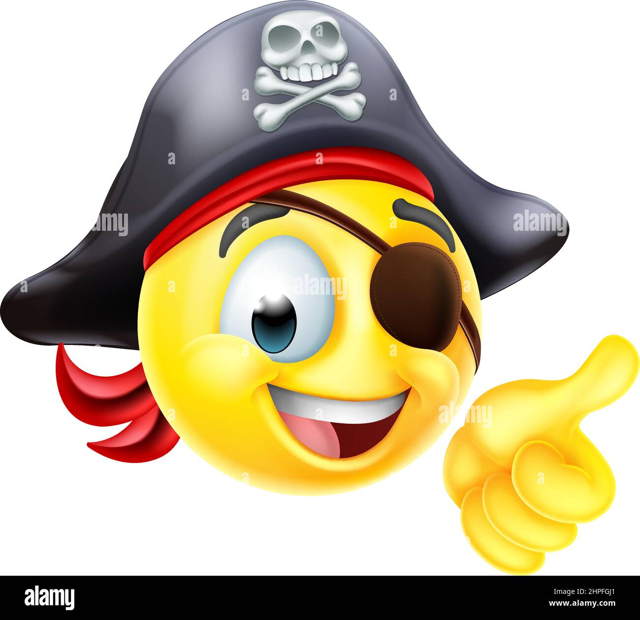 Pirate Thumbs Up Emoticon Cartoon Face Stock Vector
