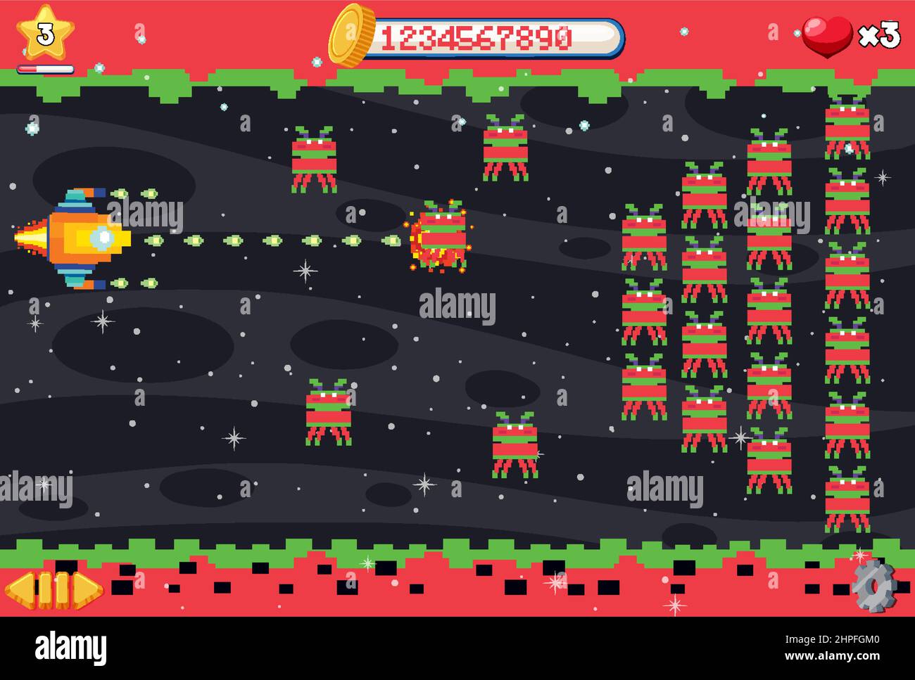 Aarcade pixel space game interface illustration Stock Vector Image ...