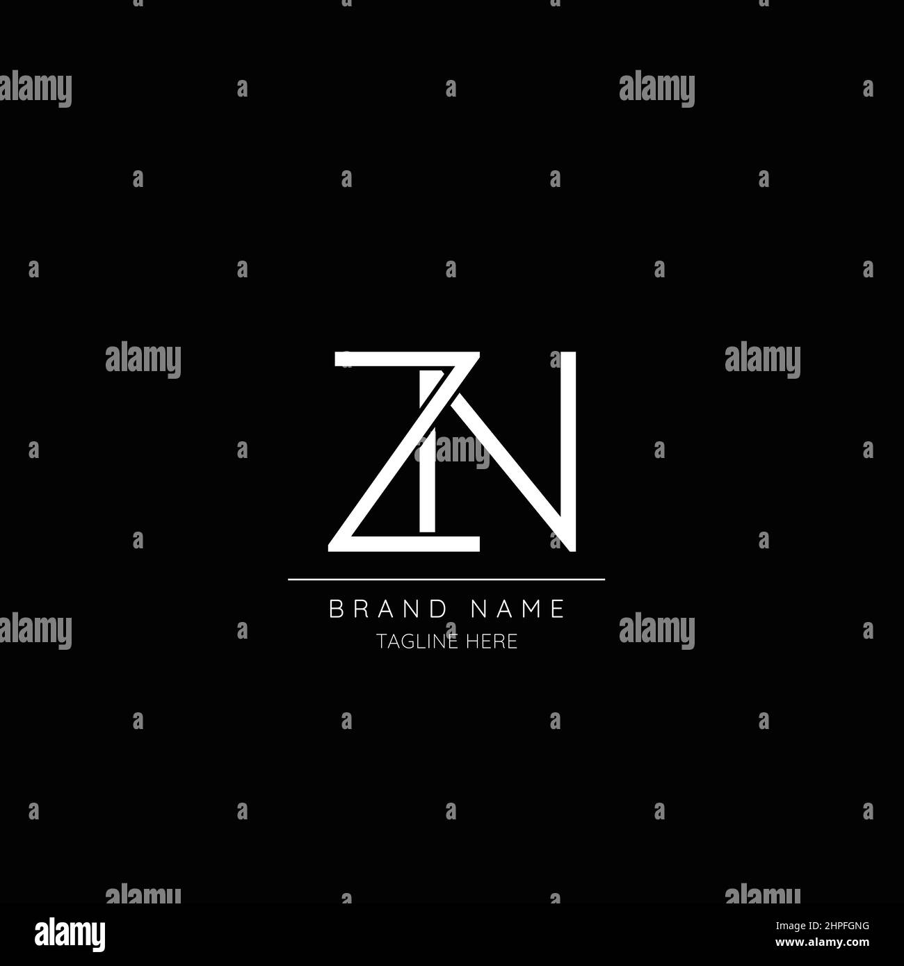 Alphabet ZN initial letter icon logo Stock Vector