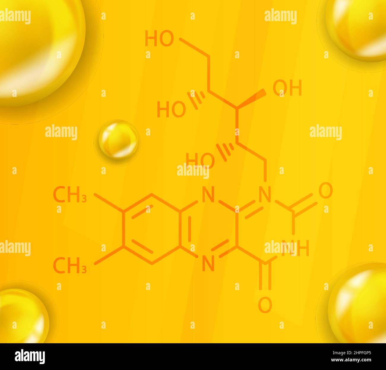 Vitamin B2 chemical formula. Vitamin B2 Realistic chemical molecular