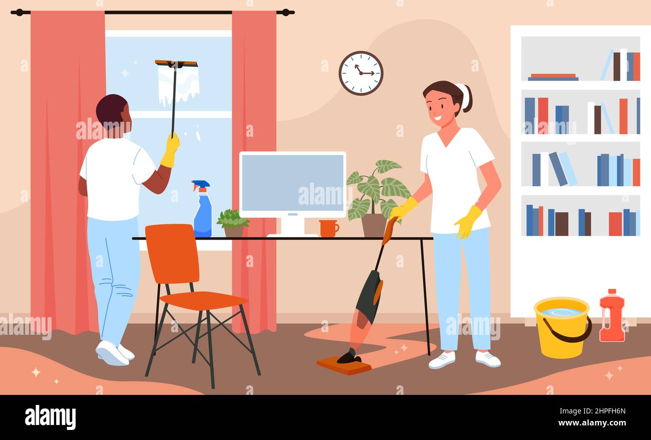 Cleaning staff cartoon hi-res stock photography and images - Alamy