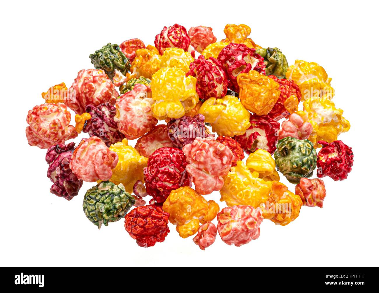 Colorful popcorn isolated on white background Stock Photo