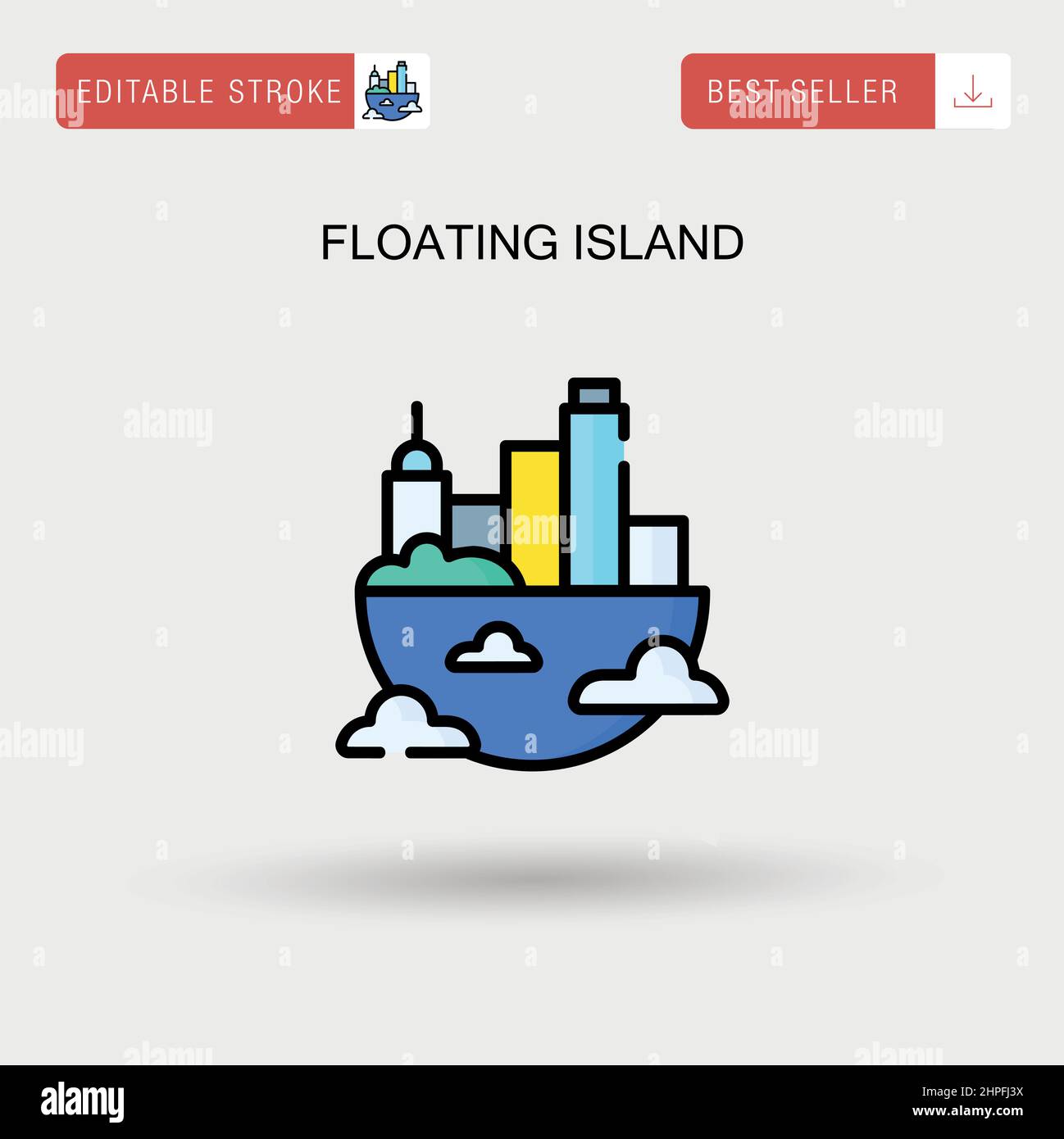 Floating island Simple vector icon. Stock Vector