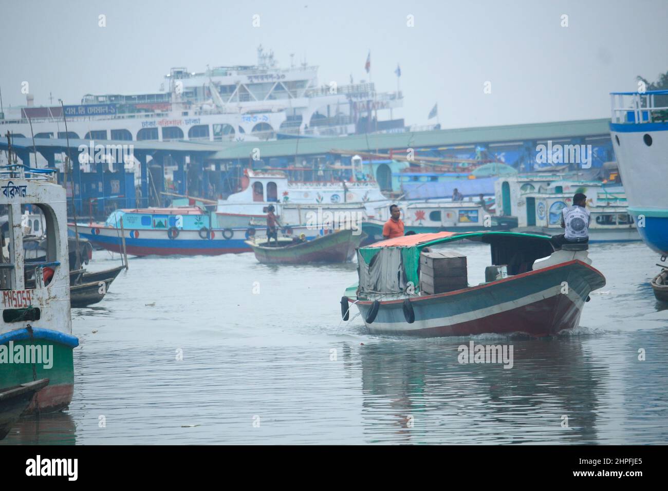 25-Feb-2020, Barisal, Bangladesh. The busiest river port. Stock Photo