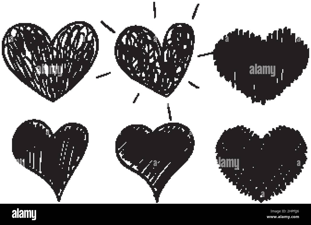 Set of different hearts in doodle style illustration Stock Vector Image ...