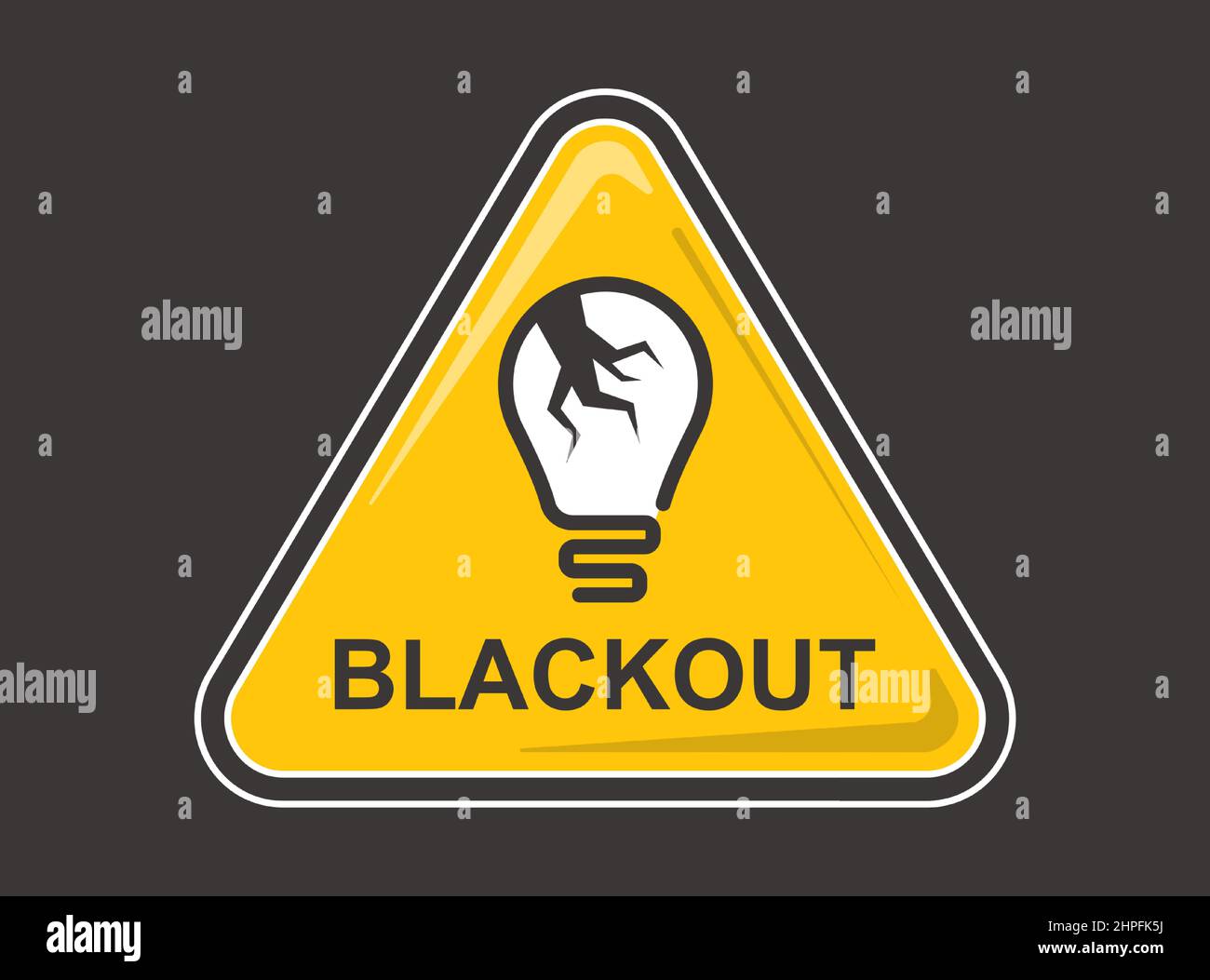 yellow blackout sign on a blue background. flat vector illustration Stock Vector