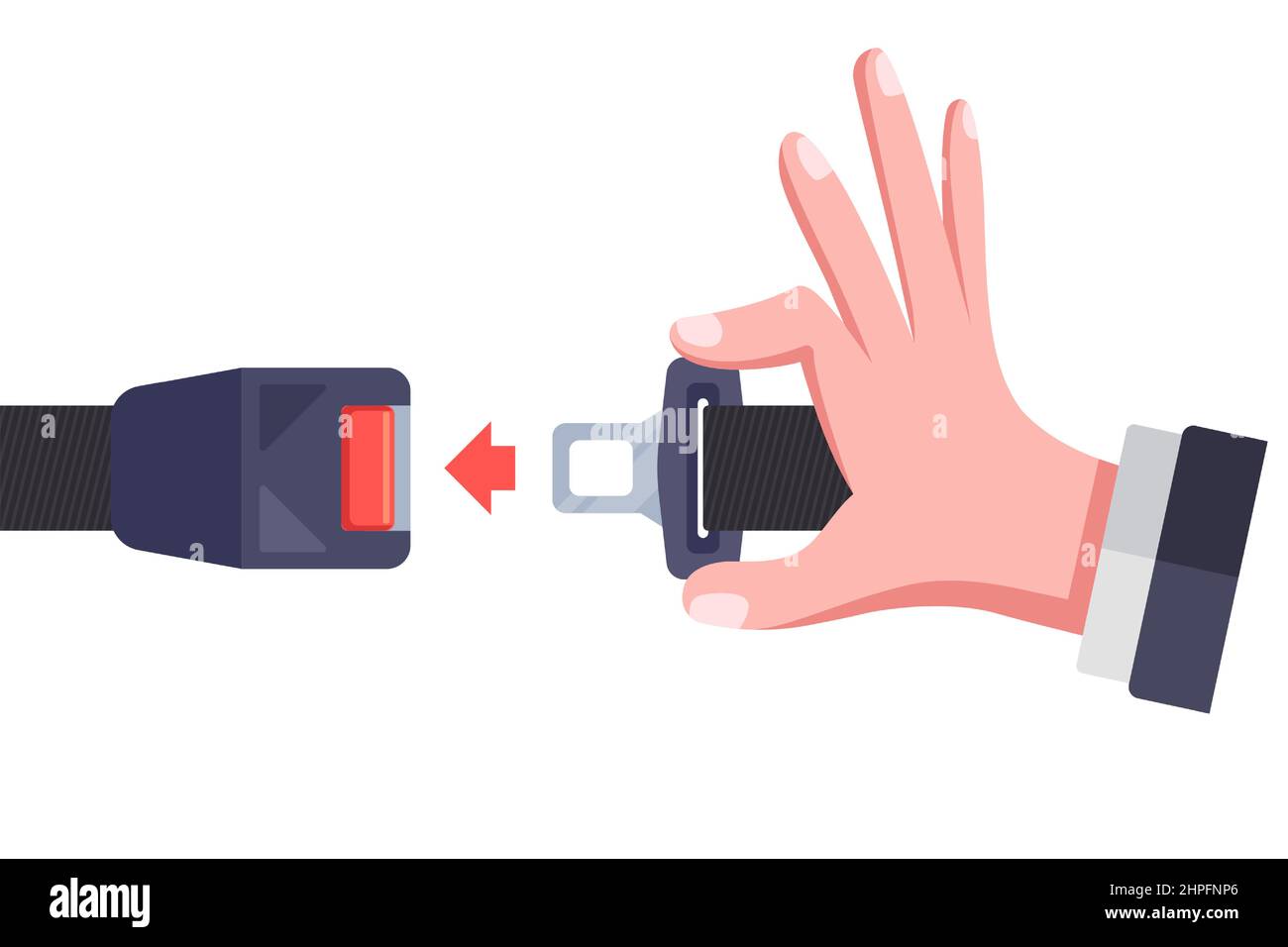 fasten the seat belt in the car. flat vector illustration Stock Vector