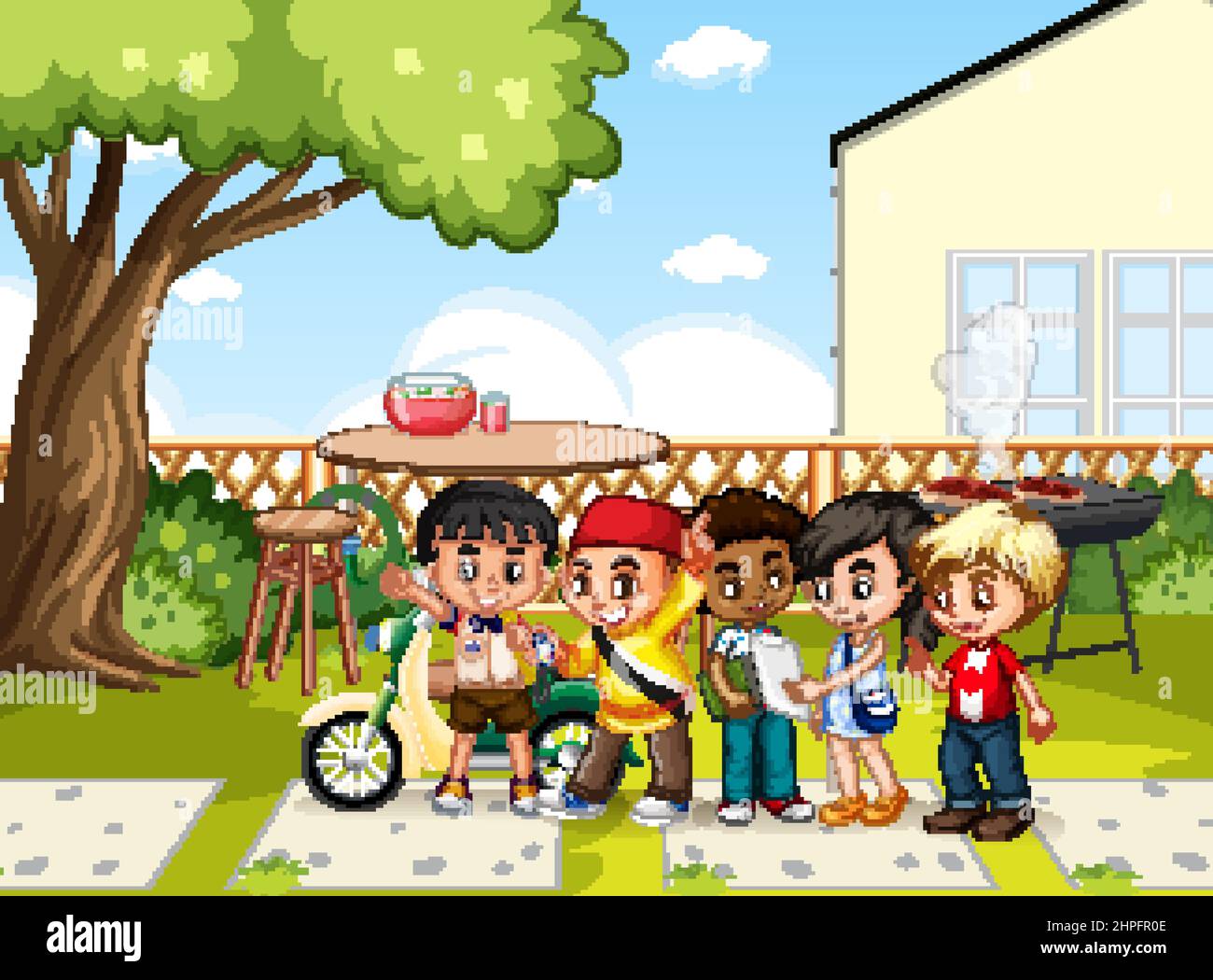 Scene with children in the park illustration Stock Vector Image & Art ...