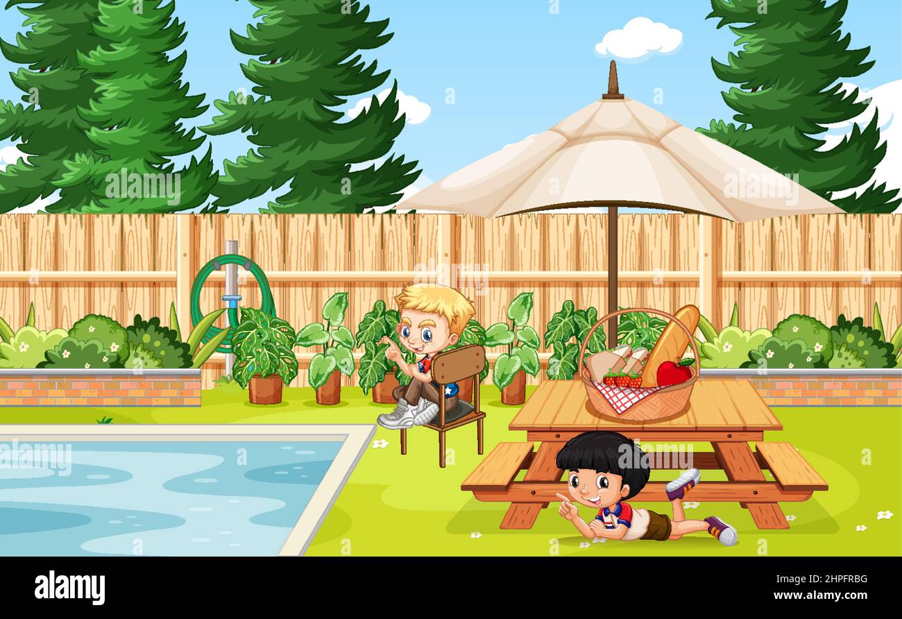 Scene with children in the park illustration Stock Vector Image & Art ...