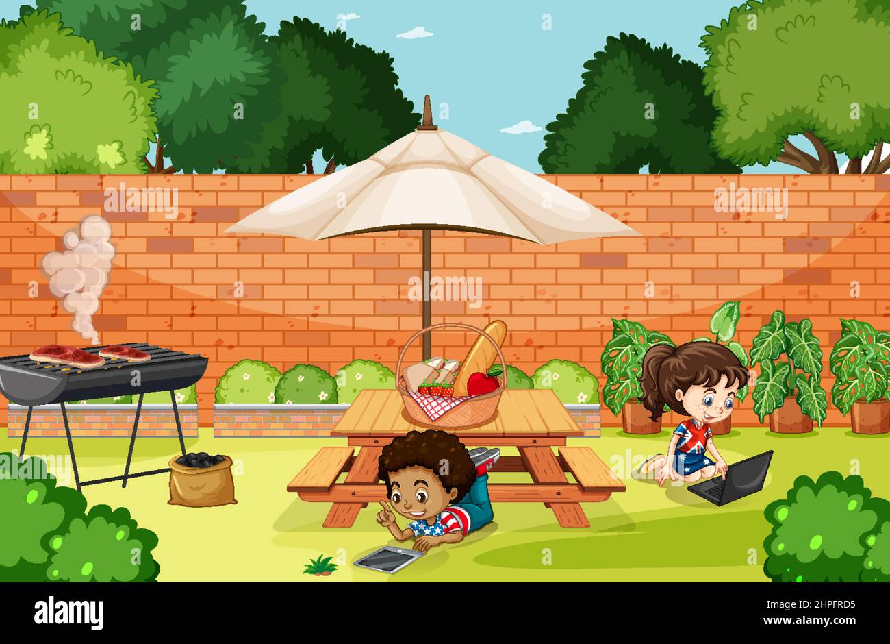 Scene with children in the park illustration Stock Vector Image & Art ...