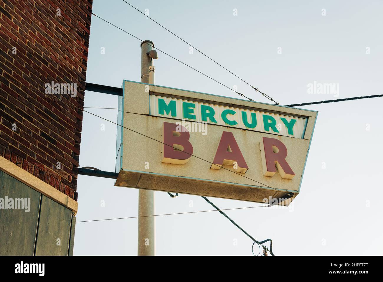 Vintage Mercury Bar sign, in Corktown, Detroit, Michigan Stock Photo
