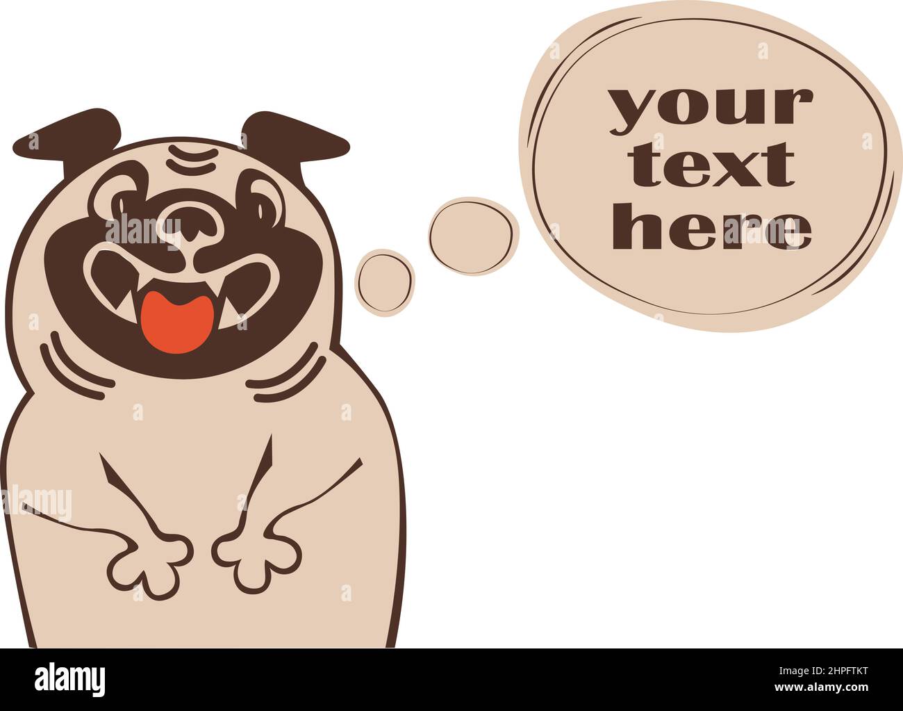 Speech bubble for a quote with funny pug dog upper body part Stock Vector