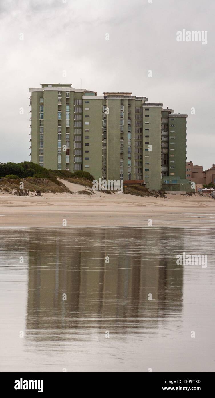 Beach Apartment Buildings Reflection Torres de Ofir Stock Photo