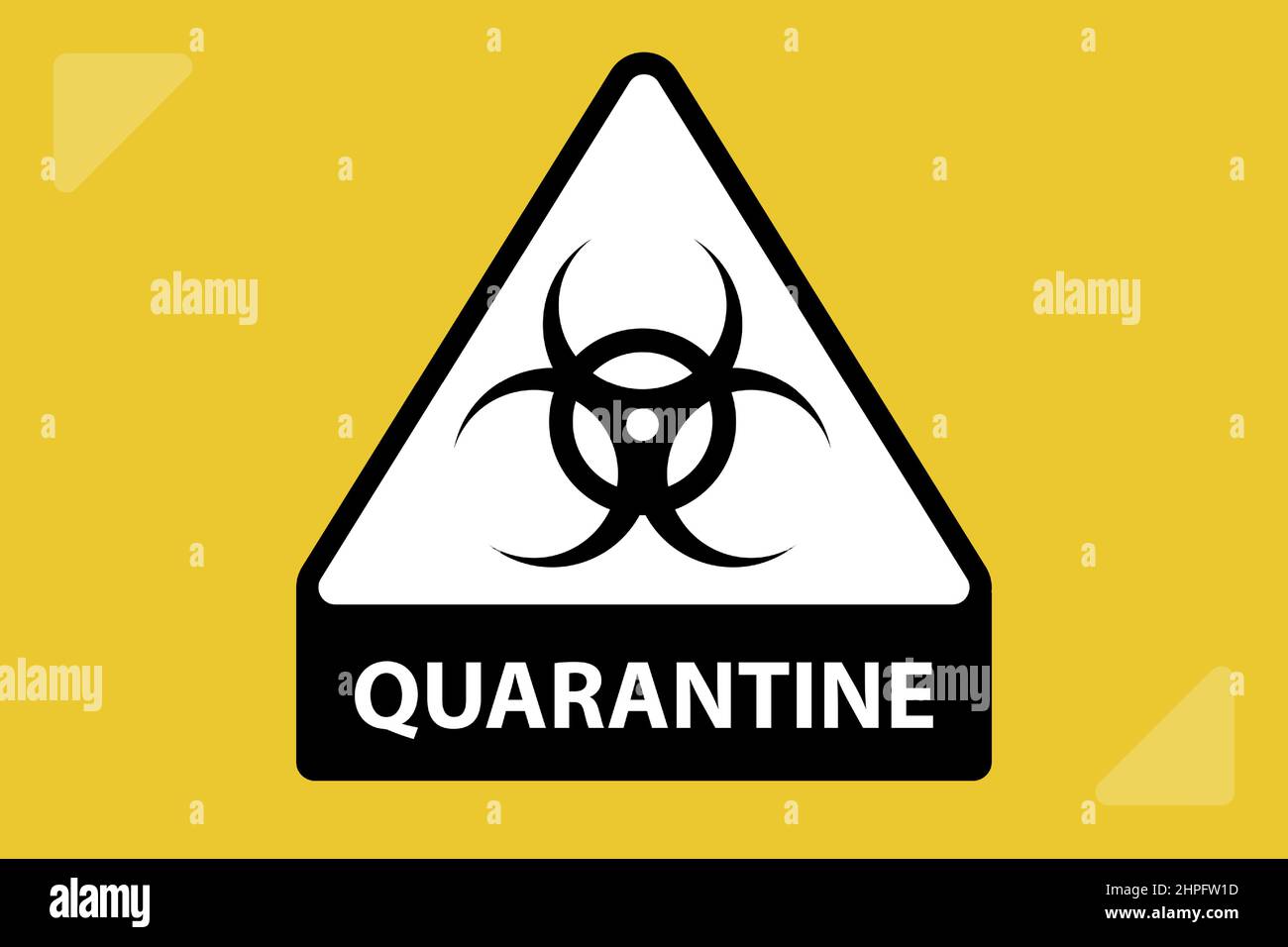 quarantine sign in a triangle on a city-background. prohibition of ...