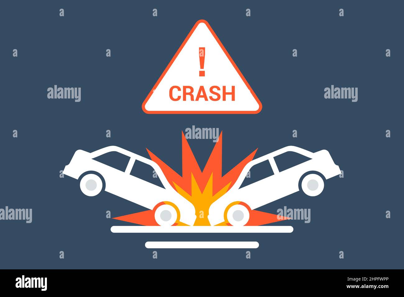 car collision icon on the road. flat vector illustration Stock Vector ...