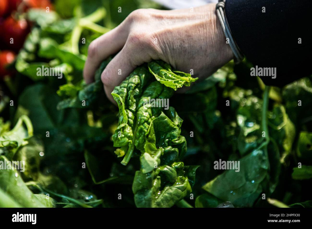 Food market, spinach Stock Photo - Alamy