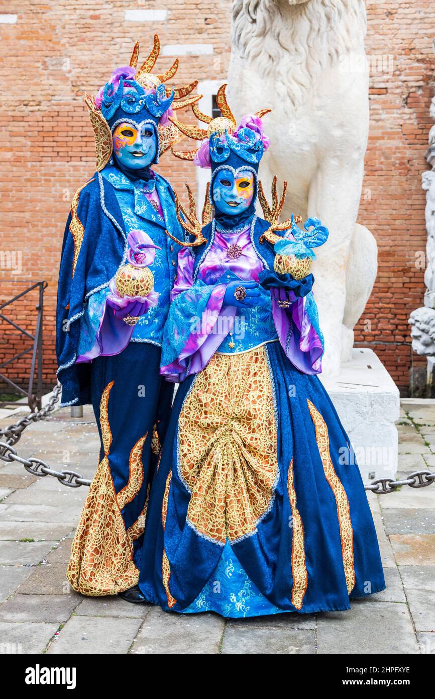 Venice, Italy. 21 February 2022. Colourful masks at the carnival in Venice. Photo: Vibrant Pictures/Alamy Live News Stock Photo