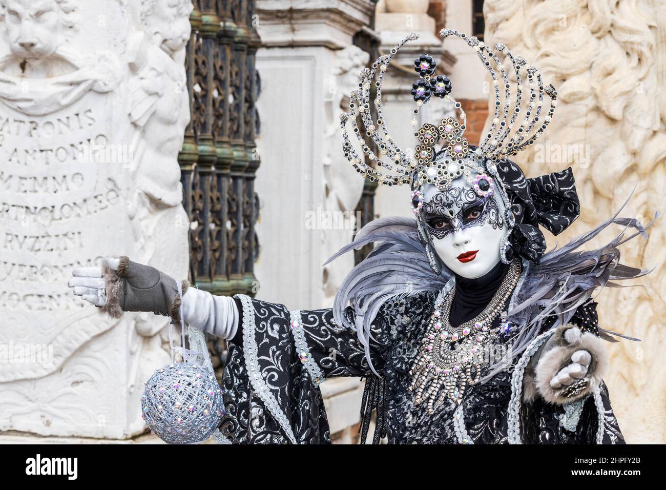Venice, Italy. 21 February 2022. Colourful masks at the carnival in Venice. Photo: Vibrant Pictures/Alamy Live News Stock Photo