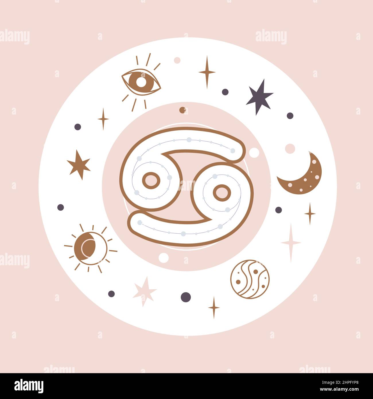 Cancer Horoscope sign vector - Zodiac astrology element. Esoteric ...